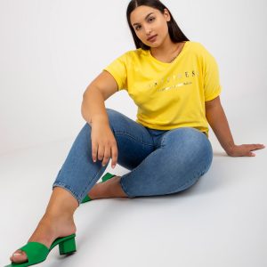 Yellow asymmetrical t-shirt plus size cotton