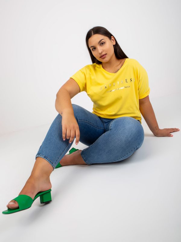 Yellow asymmetrical t-shirt plus size cotton