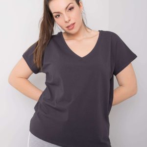 Cassie Plus Size Graphite V-Neck T-Shirt