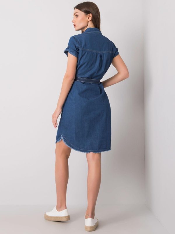 Dark blue dress with belt Kathi RUE PARIS