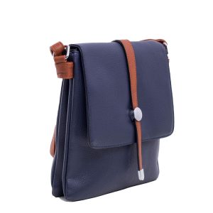 Dark Blue Eco Leather Shoulder Bag