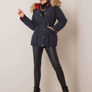 Navy blue and red reversible Haydee parka jacket