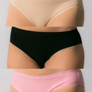 Women's cotton panties,3 pcs: black, beige, peach