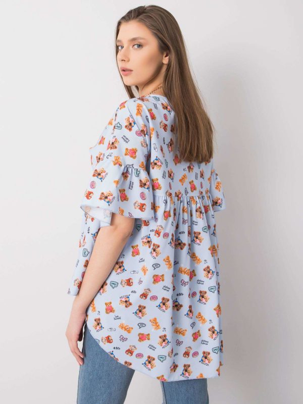 Light blue blouse with Remi prints