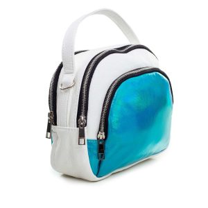 White and blue eco-leather handbag