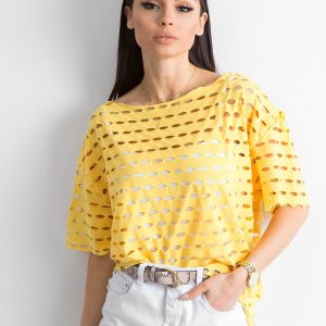 Openwork blouse for women yellow