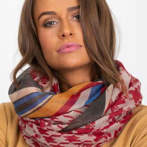 Dark red scarf with patterns