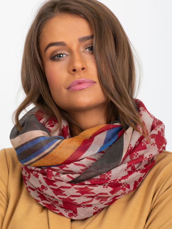 Dark red scarf with patterns