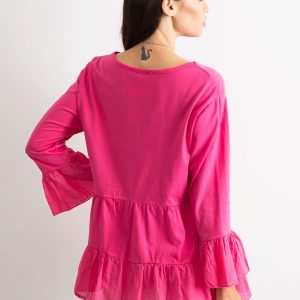 Dark pink women's tunic with ruffle