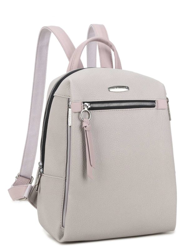 LUIGISANTO Grey Light Purple Eco Leather Backpack