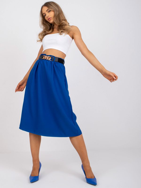 Dark Blue High Waist Trapezoidal Skirt