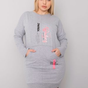 Akira Grey Plus Size Melange Sweatshirt Dress