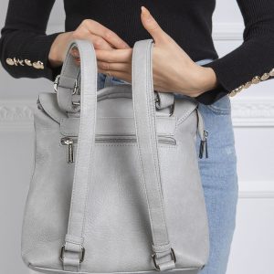 Gray backpack with flip