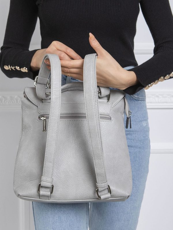 Gray backpack with flip