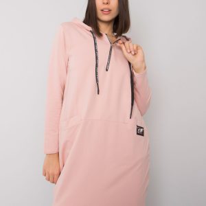 Dirty pink cotton tunic plus size with Kierra hood