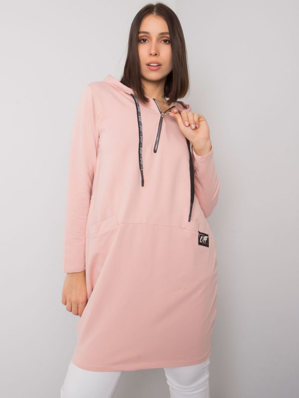 Dirty pink cotton tunic plus size with Kierra hood