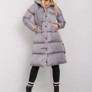 Dark Grey Quilted Jacket with Hooded Starlet