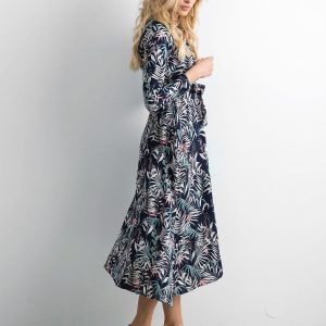 Navy blue floral midi dress