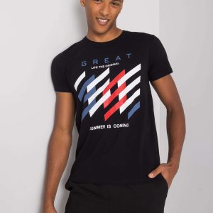 Men's Black T-Shirt with Colorful Print Adriel