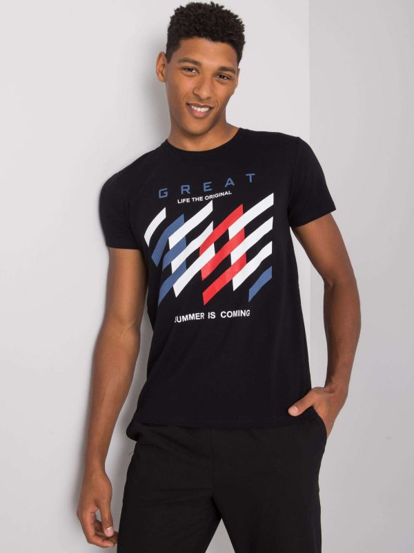 Men's Black T-Shirt with Colorful Print Adriel