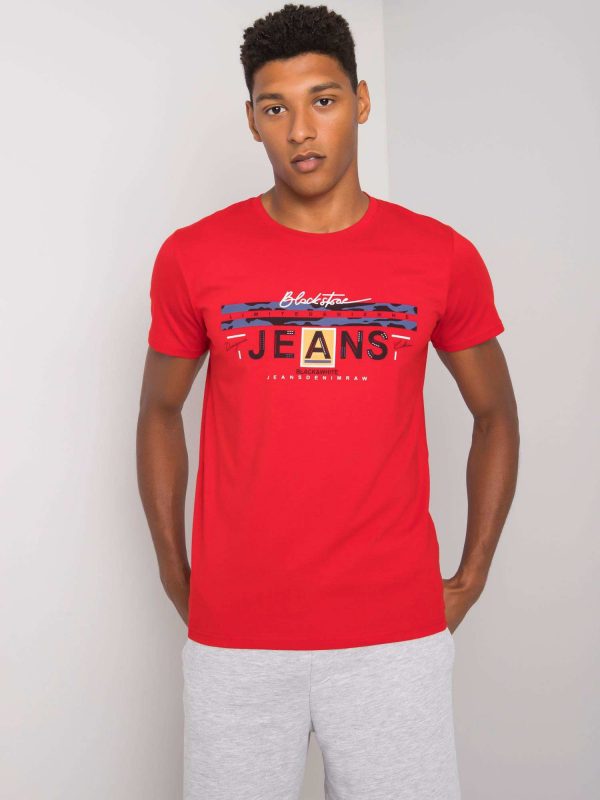 Red T-shirt for men with round neck Royce