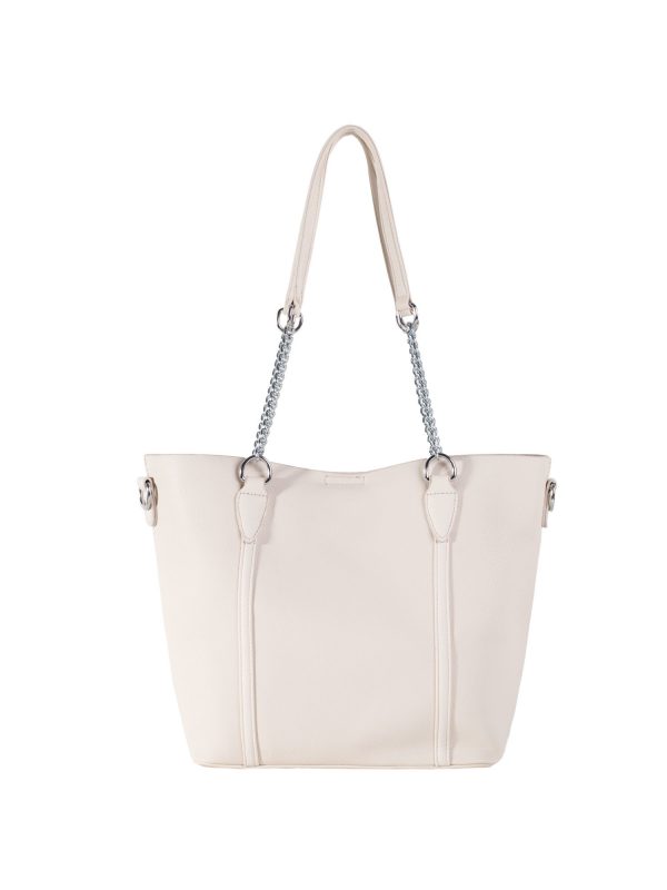 Light beige shoulder bag with handles