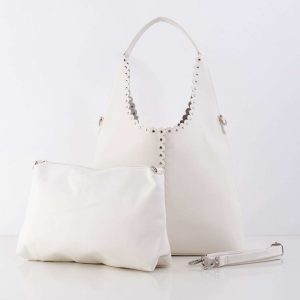 Cream eco-leather city bag