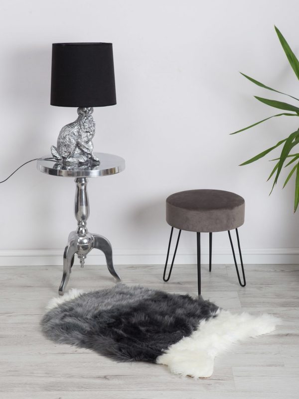 Grey and White Fur Rug