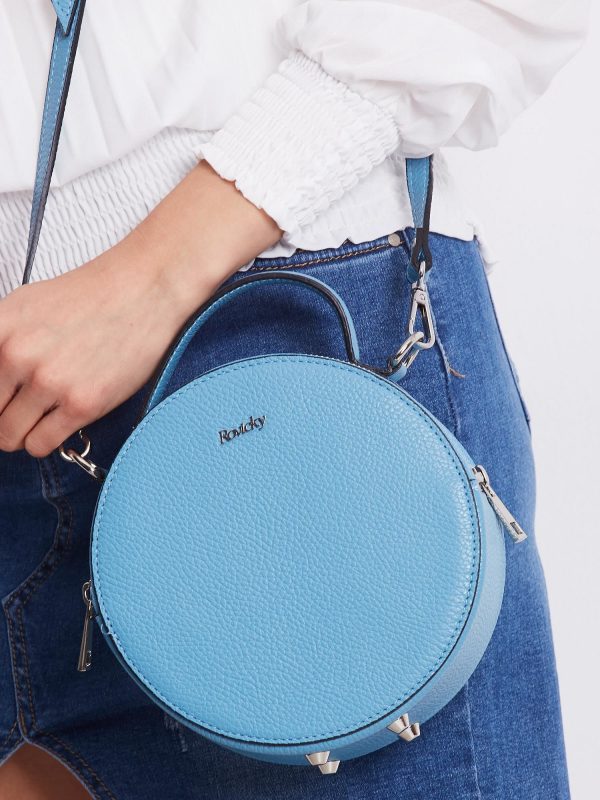 Blue Round Leather Handbag