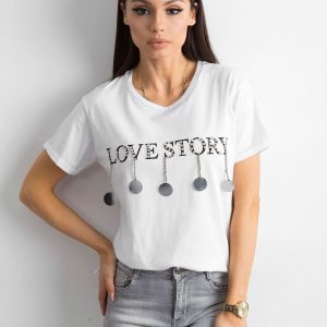 Cotton Women's T-Shirt with Applique White