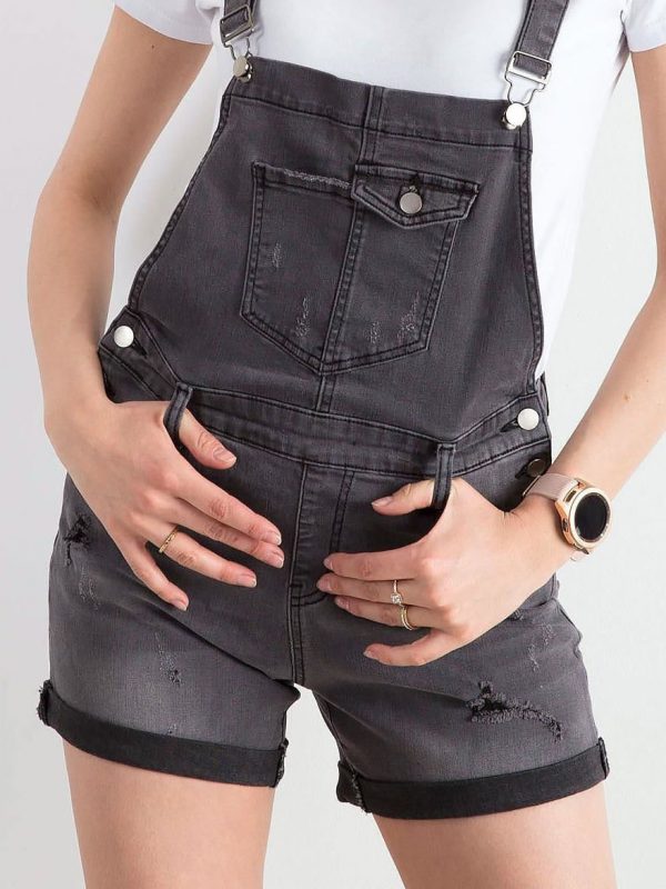 Grey denim dungarees