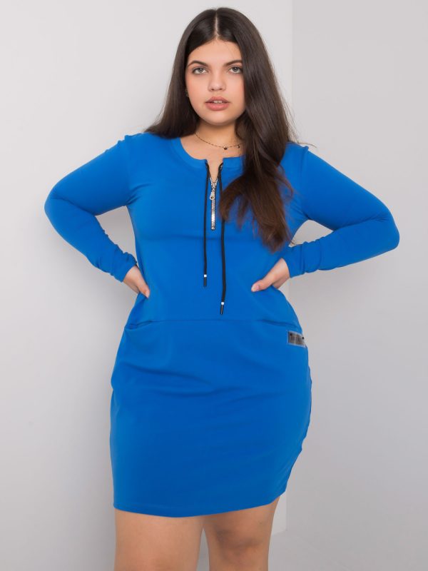 Dark Blue Plus Size Dress with Pockets Alessia