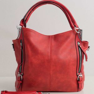 Red eco-leather city bag