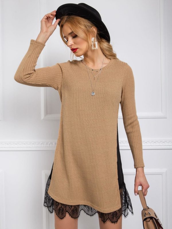 BY O LA LA Beige long sweater