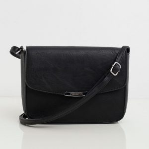 Black Faux Leather Messenger Bag