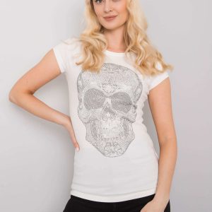 Ecru t-shirt with Skull application