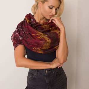 Burgundy scarf in animal patterns