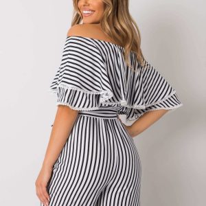 White and black Dalianis striped jumpsuit