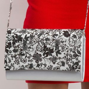 Silver Flower Clutch