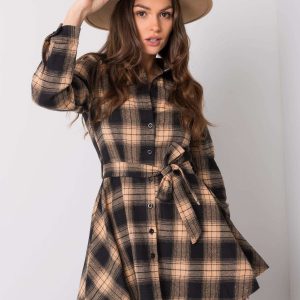 Beige and black flannel tunic Charline