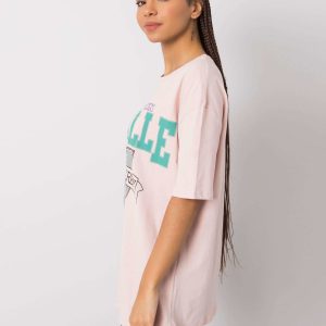 Pale pink t-shirt for women with print by Margaret RUE PARIS