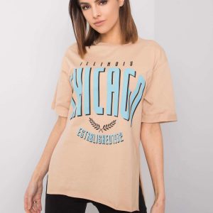 Beige women's t-shirt with print Navaeh RUE PARIS