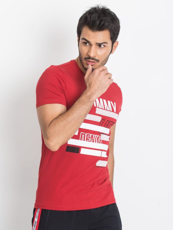 TOMMY LIFE Red T-shirt with print