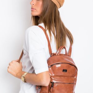 Brown eco-leather backpack