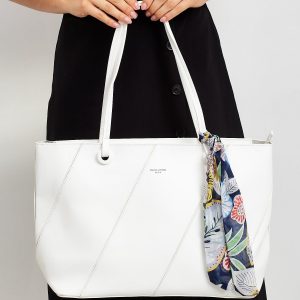 White shopper bag with scarf