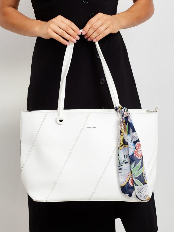 White shopper bag with scarf