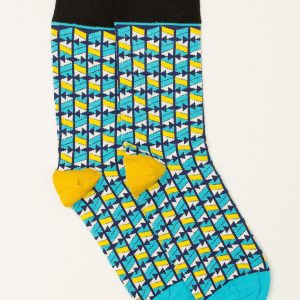 Blue and Yellow Patterned Socks