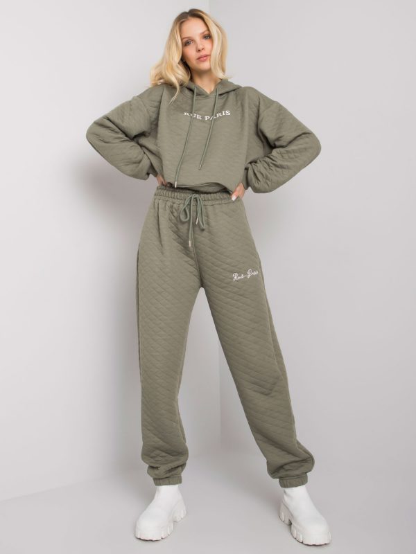 Clear khaki sweatpants with quilting Naomi RUE PARIS