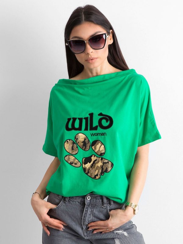 Green blouse with animal motif