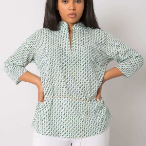 White and green plus size blouse with Benecia patterns